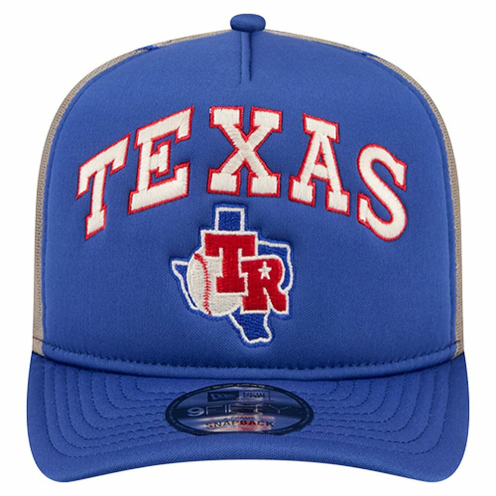 Texas Rangers New Era Vintage Arched Foam Front 9FIFTY A-Frame Adjustable Trucker Hat On Sale