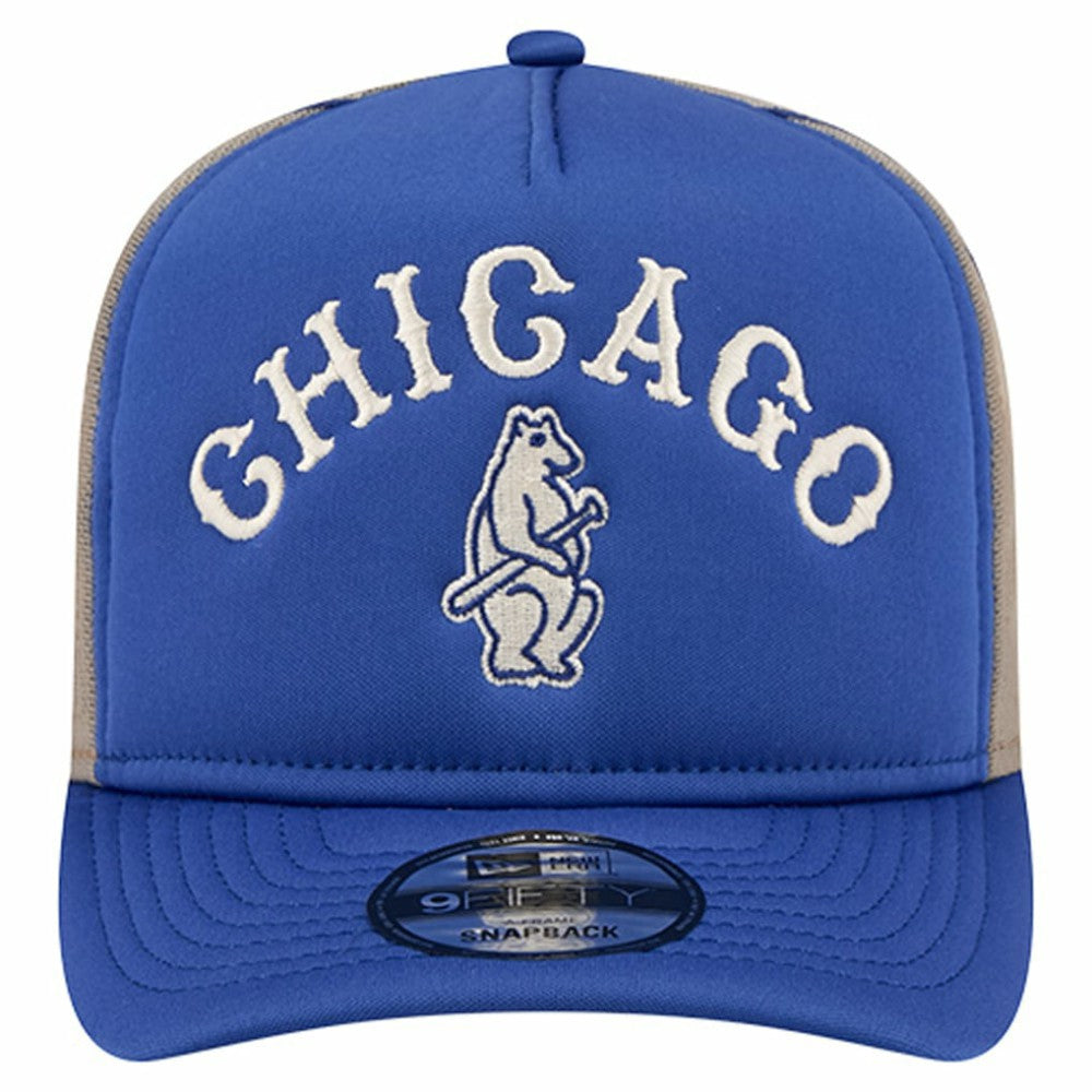 Chicago Cubs New Era Vintage Arched Foam Front 9FIFTY A-Frame Adjustable Trucker Hat discount