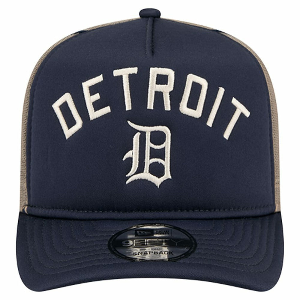 Detroit Tigers New Era Vintage Arched Foam Front 9FIFTY A-Frame Adjustable Trucker Hat discount
