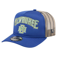 Milwaukee Brewers New Era Vintage Arched Foam Front 9FIFTY A-Frame Adjustable Trucker Hat Sale