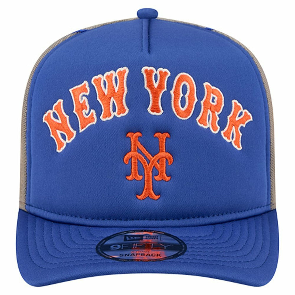 New York Mets New Era Vintage Arched Foam Front 9FIFTY A-Frame Adjustable Trucker Hat discount