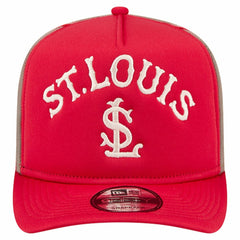 St. Louis Cardinals New Era Vintage Arched Foam Front 9FIFTY A-Frame Adjustable Trucker Hat Lifestyle