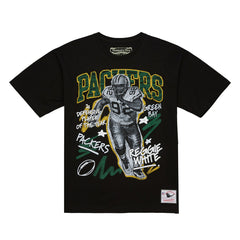 Reggie White Green Bay Packers Chalked Up Player Graphic T-Shirt Black - Mitchell & Ness