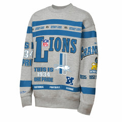 Detroit Lions Youth Throwback All-Over Print Fleece Sweatshirt Gray - Mitchell & Ness