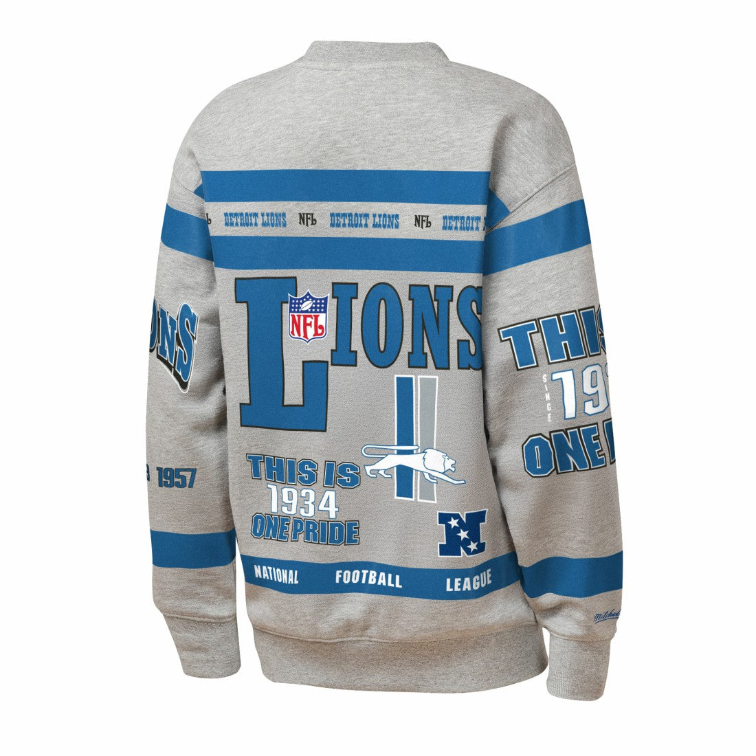 Detroit Lions Youth Throwback All-Over Print Fleece Sweatshirt Gray - Mitchell & Ness