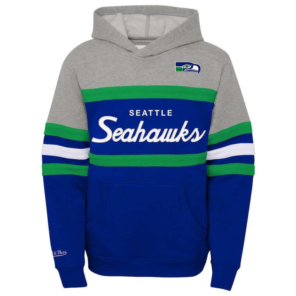 Seattle Seahawks Youth Throwback Head Coach Pullover Hoodie Royal - Mitchell & Ness