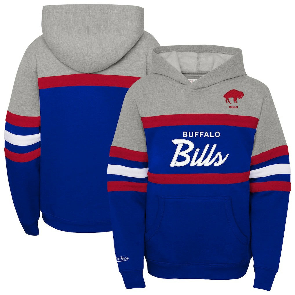 Buffalo Bills Youth Throwback Head Coach Pullover Hoodie Royal - Mitchell & Ness
