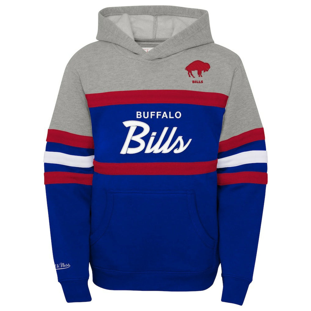 Buffalo Bills Youth Throwback Head Coach Pullover Hoodie Royal - Mitchell & Ness