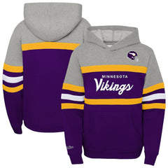 Minnesota Vikings Youth Throwback Head Coach Pullover Hoodie Purple - Mitchell & Ness