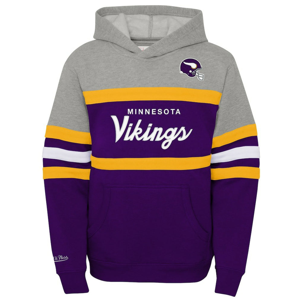 Minnesota Vikings Youth Throwback Head Coach Pullover Hoodie Purple - Mitchell & Ness