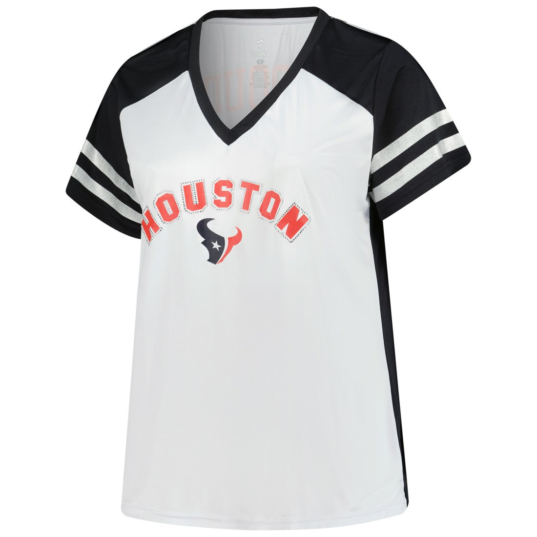 C.J. Stroud Houston Texans Women's Plus Size Bling V-Neck T-Shirt White - Fanatics