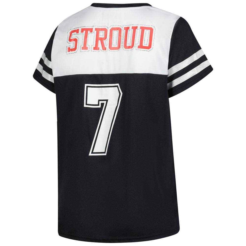 C.J. Stroud Houston Texans Women's Plus Size Bling V-Neck T-Shirt White - Fanatics