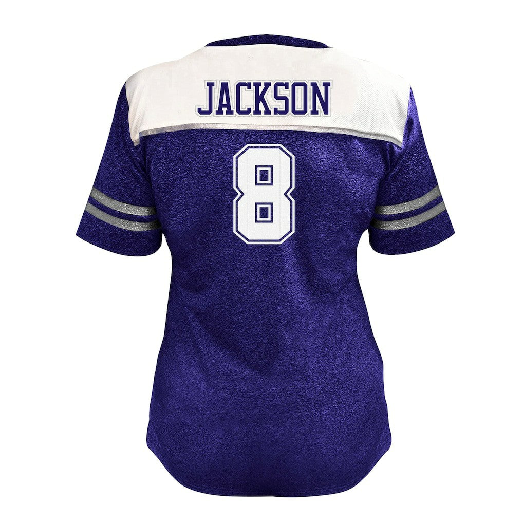 Lamar Jackson Baltimore Ravens Women's Plus Size Bling V-Neck T-Shirt White - Fanatics