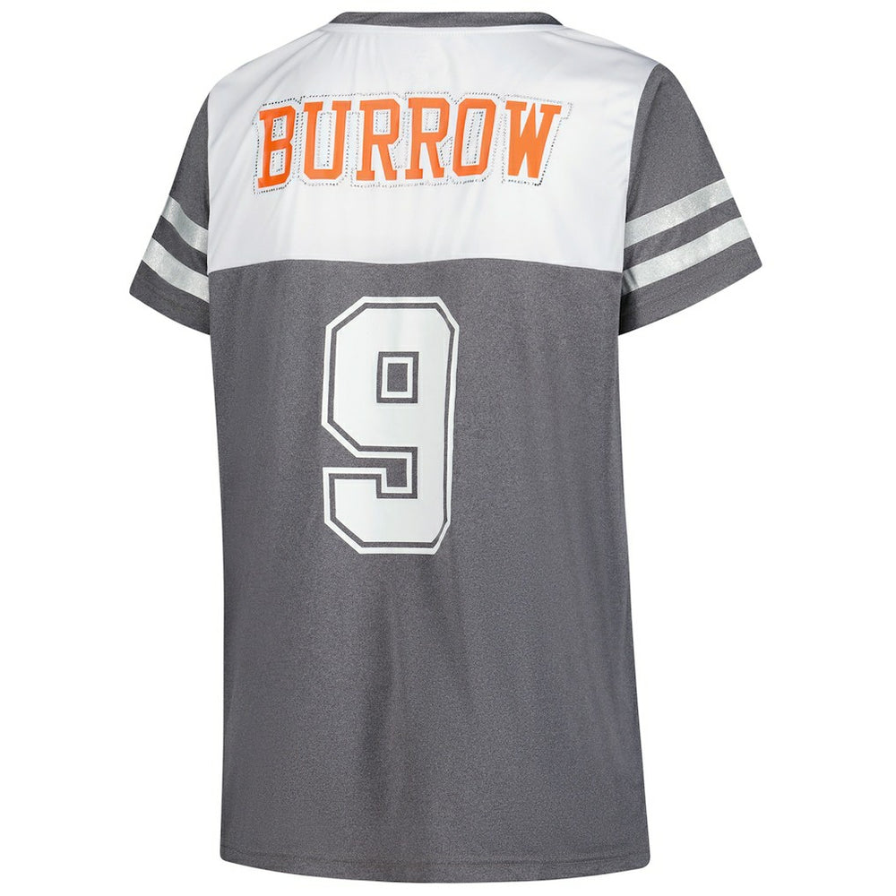 Joe Burrow Cincinnati Bengals Women's Plus Size Bling V-Neck T-Shirt White - Fanatics