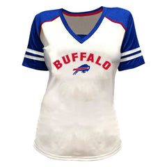 Josh Allen Buffalo Bills Women's Plus Size Bling V-Neck T-Shirt White - Fanatics