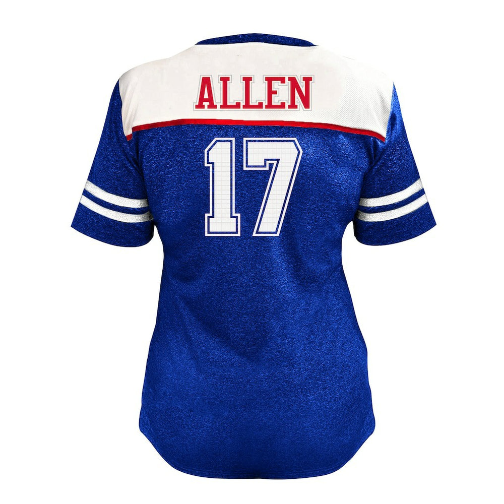 Josh Allen Buffalo Bills Women's Plus Size Bling V-Neck T-Shirt White - Fanatics