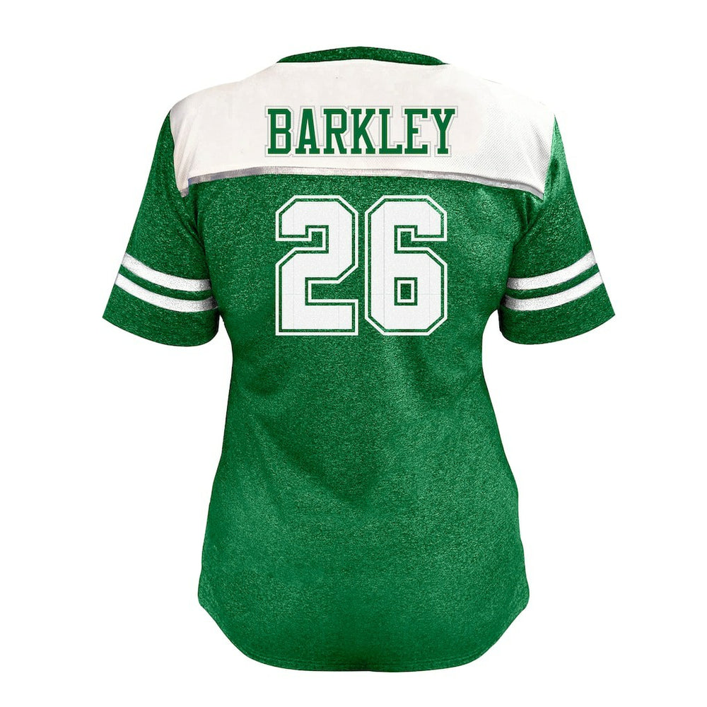 Saquon Barkley Philadelphia Eagles Women's Plus Size Bling V-Neck T-Shirt White - Fanatics