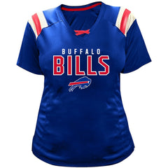 Josh Allen Buffalo Bills Women's Plus Size Name & Number Raglan Lace V-Neck T-Shirt Royal - Fanatics