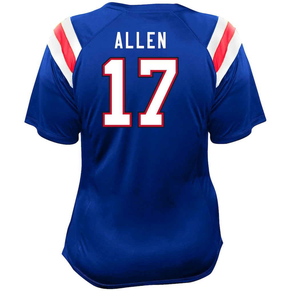 Josh Allen Buffalo Bills Women's Plus Size Name & Number Raglan Lace V-Neck T-Shirt Royal - Fanatics