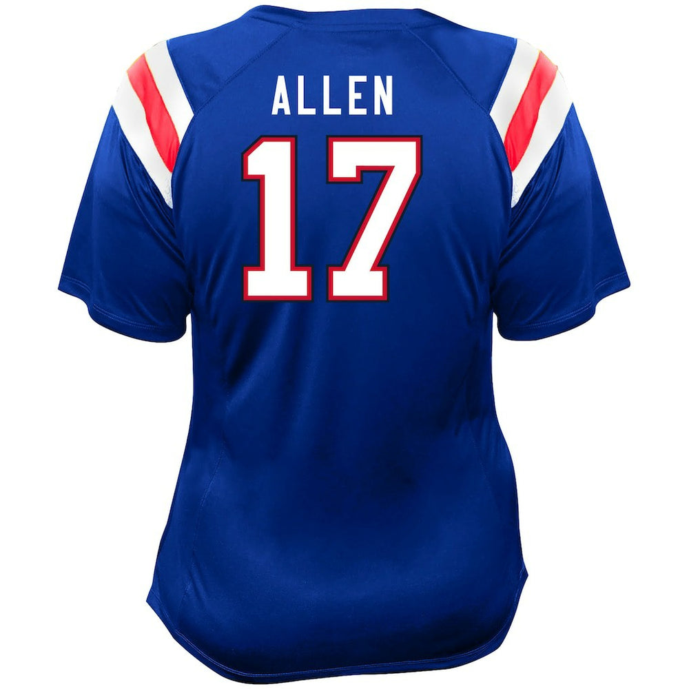 Josh Allen Buffalo Bills Women's Plus Size Name & Number Raglan Lace V-Neck T-Shirt Royal - Fanatics