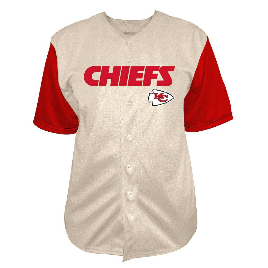 Patrick Mahomes Kansas City Chiefs Big & Tall Baseball Button-Up Shirt Cream - Fanatics