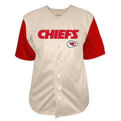 Patrick Mahomes Kansas City Chiefs Big & Tall Baseball Button-Up Shirt Cream - Fanatics