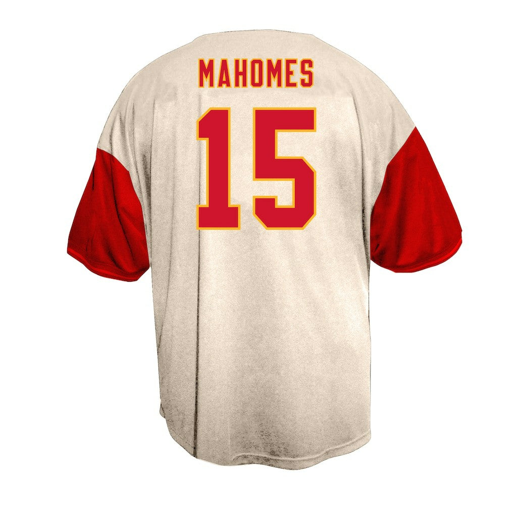 Patrick Mahomes Kansas City Chiefs Big & Tall Baseball Button-Up Shirt Cream - Fanatics