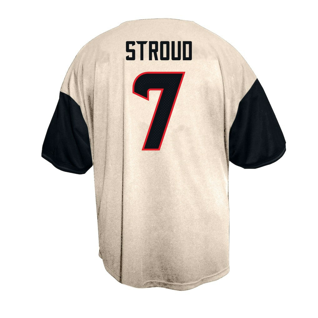 C.J. Stroud Houston Texans Big & Tall Baseball Button-Up Shirt Cream - Fanatics