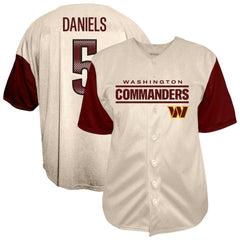 Jayden Daniels Washington Commanders Big & Tall Baseball Button-Up Shirt Cream - Fanatics