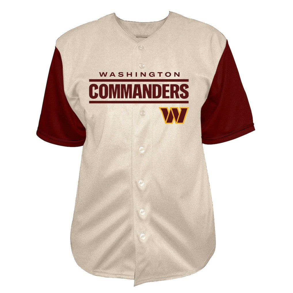 Jayden Daniels Washington Commanders Big & Tall Baseball Button-Up Shirt Cream - Fanatics