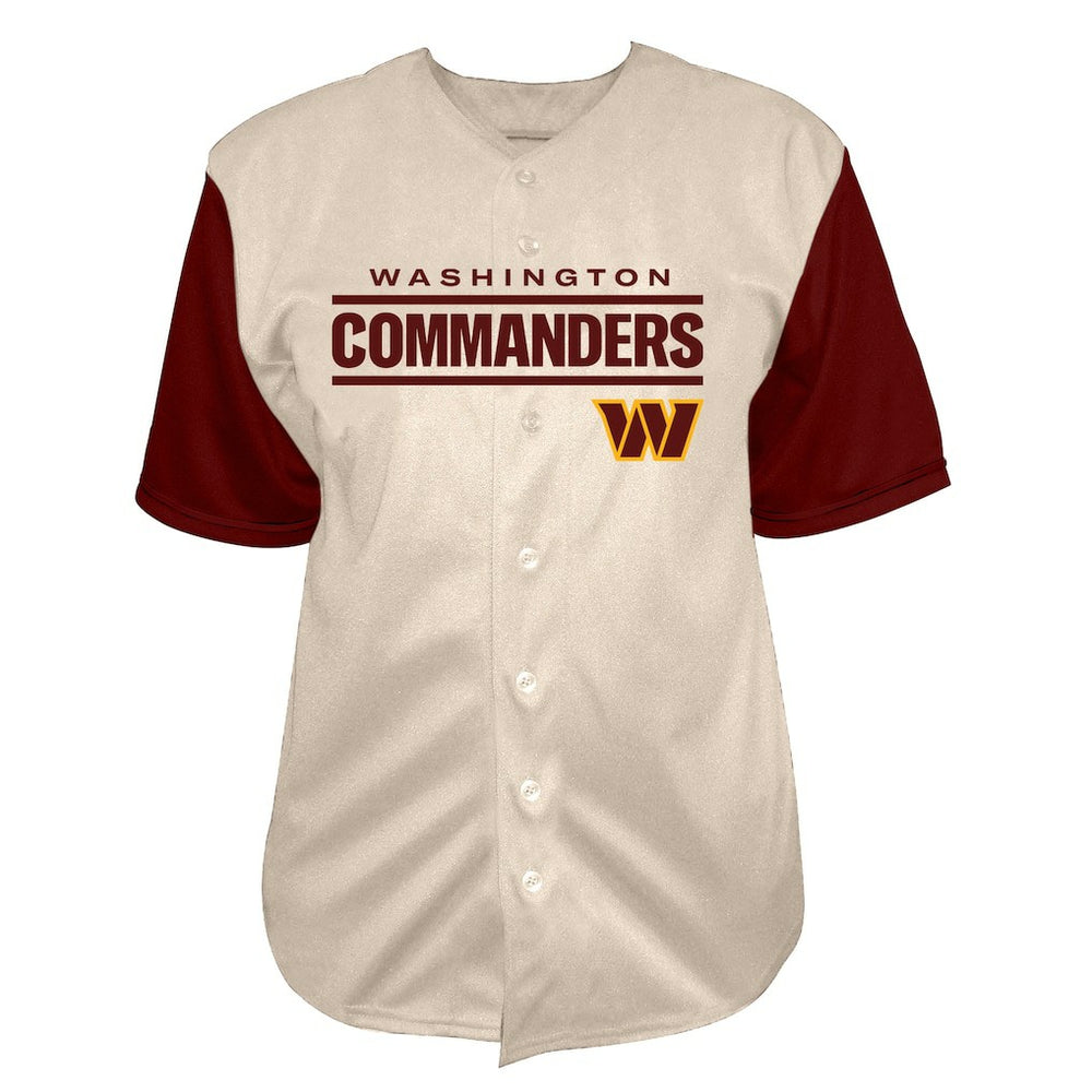 Jayden Daniels Washington Commanders Big & Tall Baseball Button-Up Shirt Cream - Fanatics