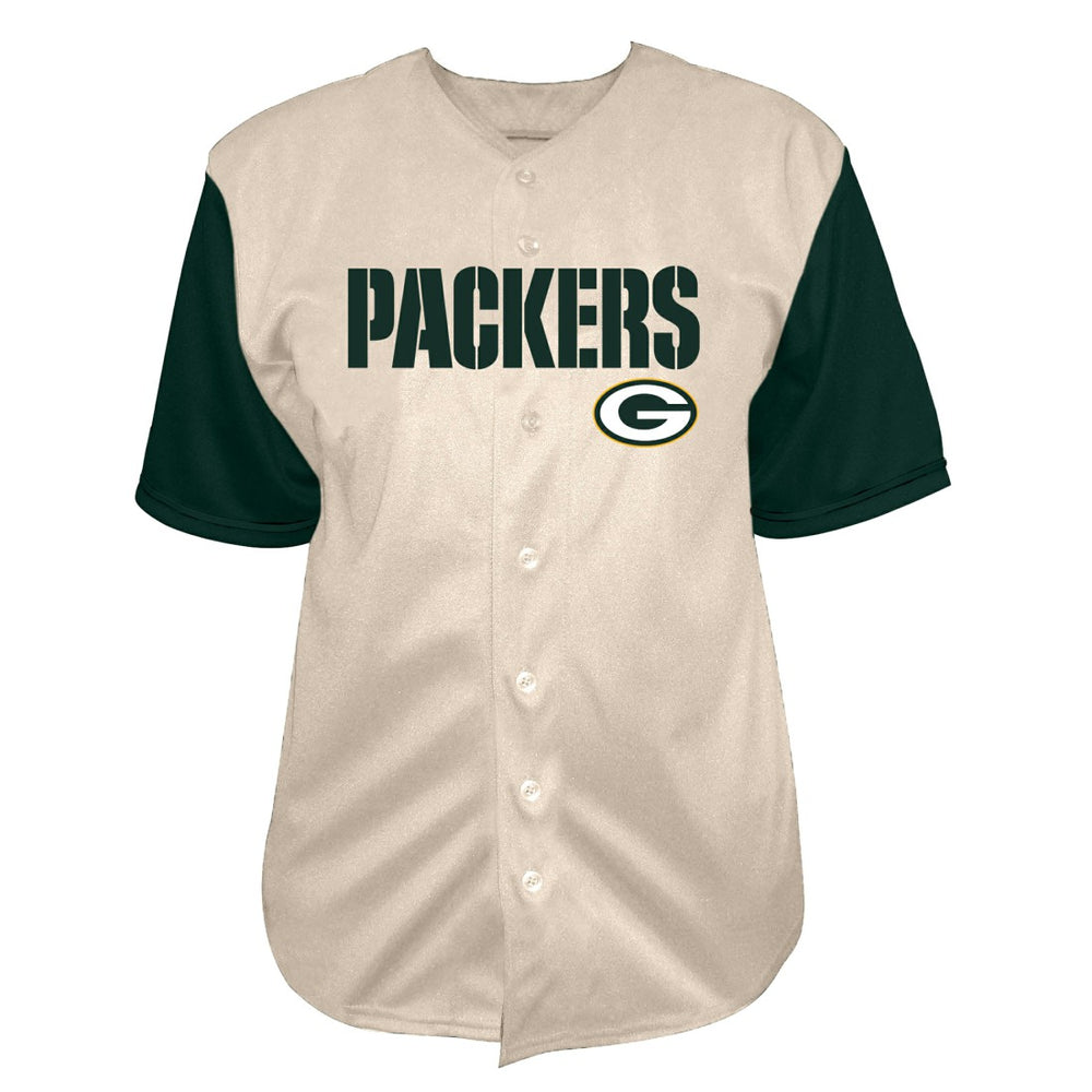 Jordan Love Green Bay Packers Big & Tall Baseball Button-Up Shirt Cream - Fanatics