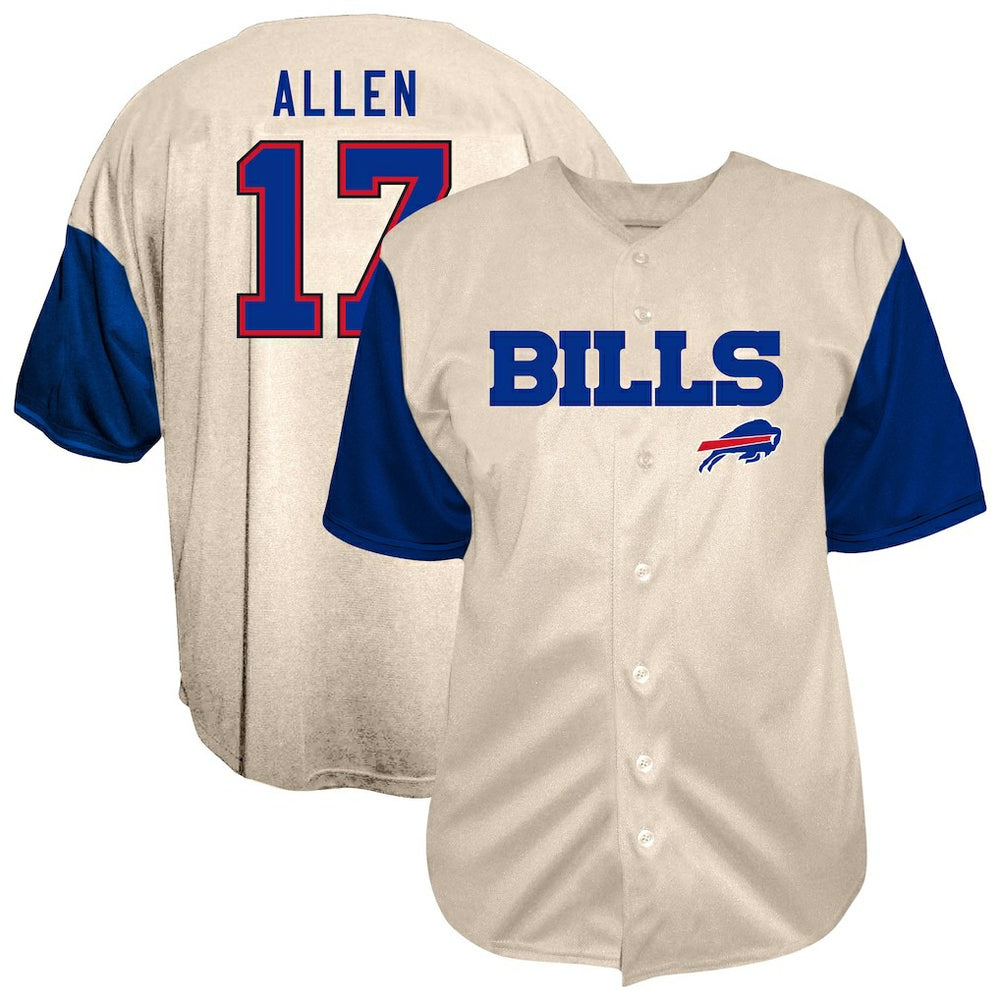 Josh Allen Buffalo Bills Big & Tall Baseball Button-Up Shirt Cream - Fanatics