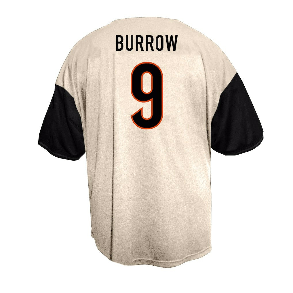 Joe Burrow Cincinnati Bengals Big & Tall Baseball Button-Up Shirt Cream - Fanatics