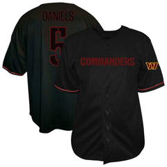 Jayden Daniels Washington Commanders Big & Tall Baseball Button-Up Shirt Black - Fanatics