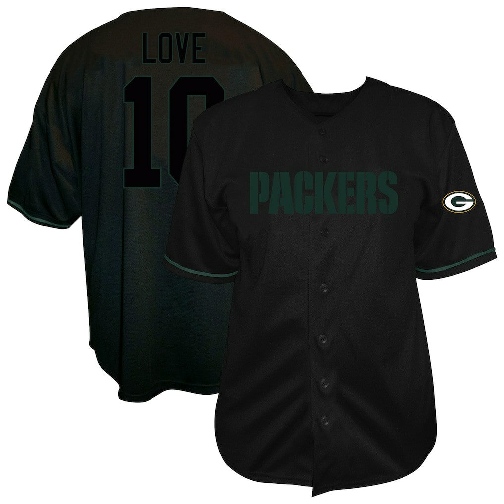 Jordan Love Green Bay Packers Big & Tall Baseball Button-Up Shirt Black - Fanatics