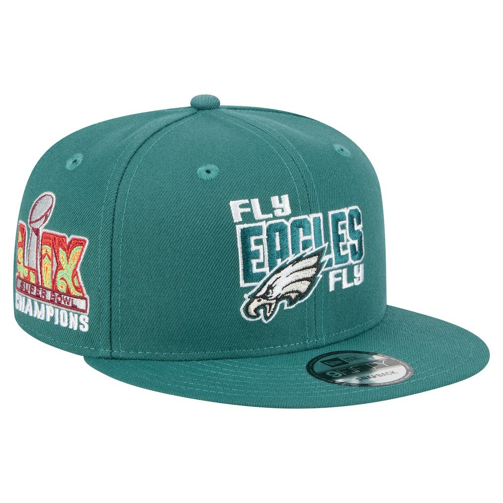 Philadelphia Eagles New Era Super Bowl LIX Champions Side Patch 9FIFTY Snapback Hat Midnight Green - NFL