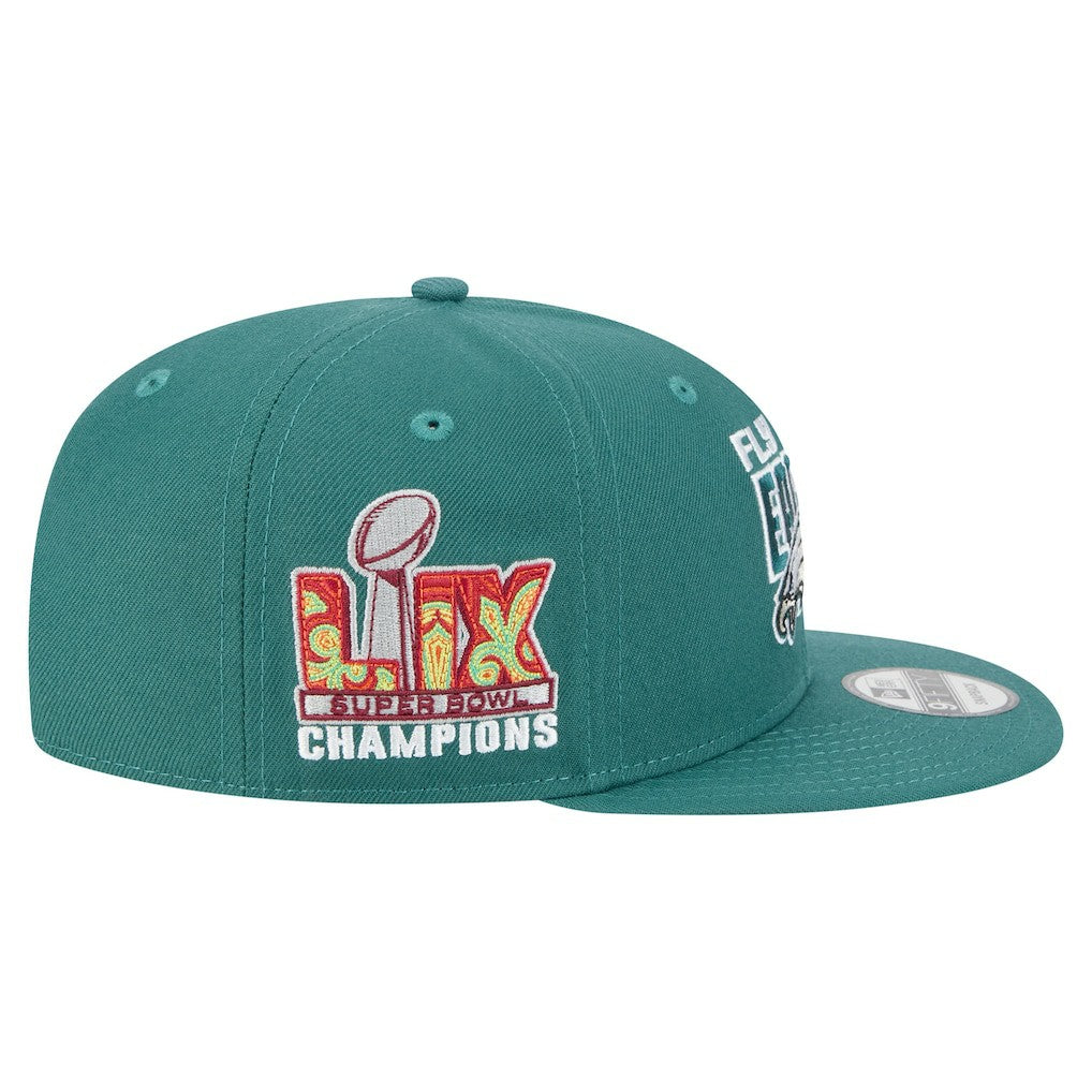 Philadelphia Eagles New Era Super Bowl LIX Champions Side Patch 9FIFTY Snapback Hat Midnight Green - NFL