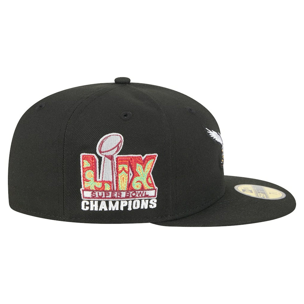 Philadelphia Eagles New Era Super Bowl LIX Champions Historic Side Patch 59FIFTY Fitted Hat Black - NFL