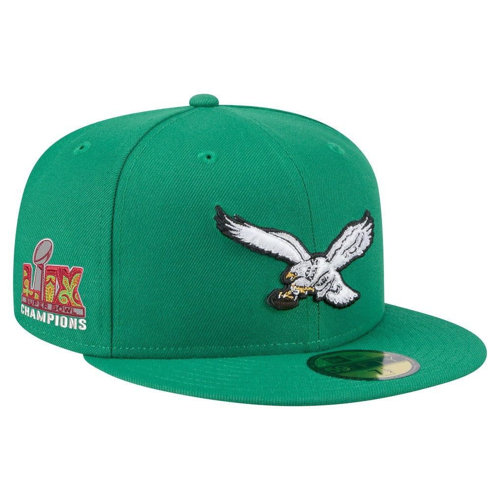 Philadelphia Eagles New Era Super Bowl LIX Champions Historic Side Patch 59FIFTY Fitted Hat Kelly Green - NFL