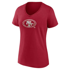 San Francisco 49ers Women's Number 1 Mom Floral V-Neck T-Shirt Scarlet - NFL