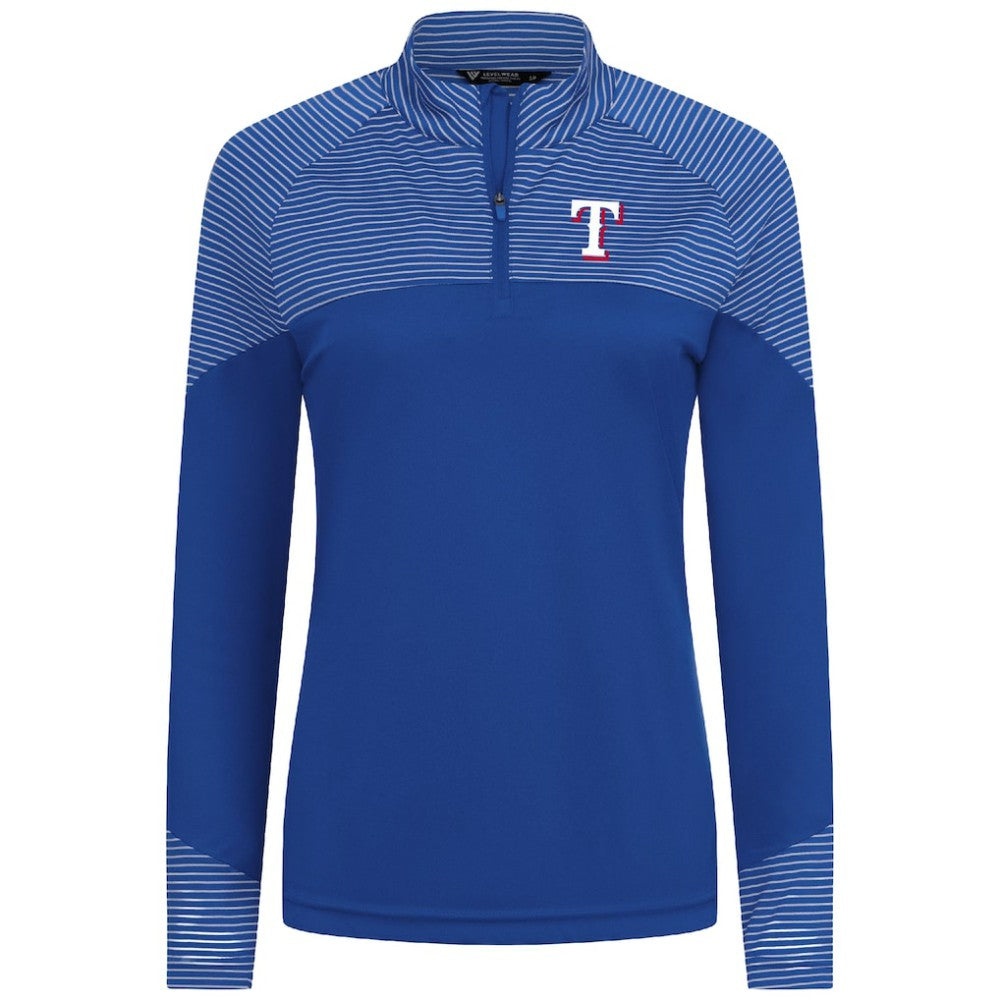 Texas Rangers Levelwear Women's Classic Stripes Insignia 2.0 Raglan Quarter-Zip Top discount