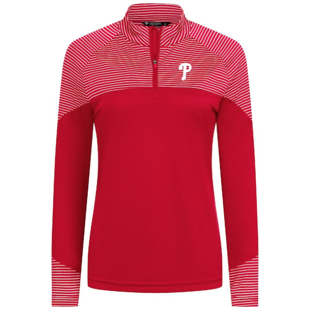 Philadelphia Phillies Levelwear Women's Classic Stripes Insignia 2.0 Raglan Quarter-Zip Top for sale