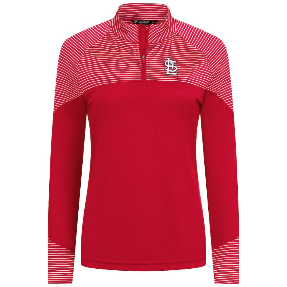 St. Louis Cardinals Levelwear Women's Classic Stripes Insignia 2.0 Raglan Quarter-Zip Top Online