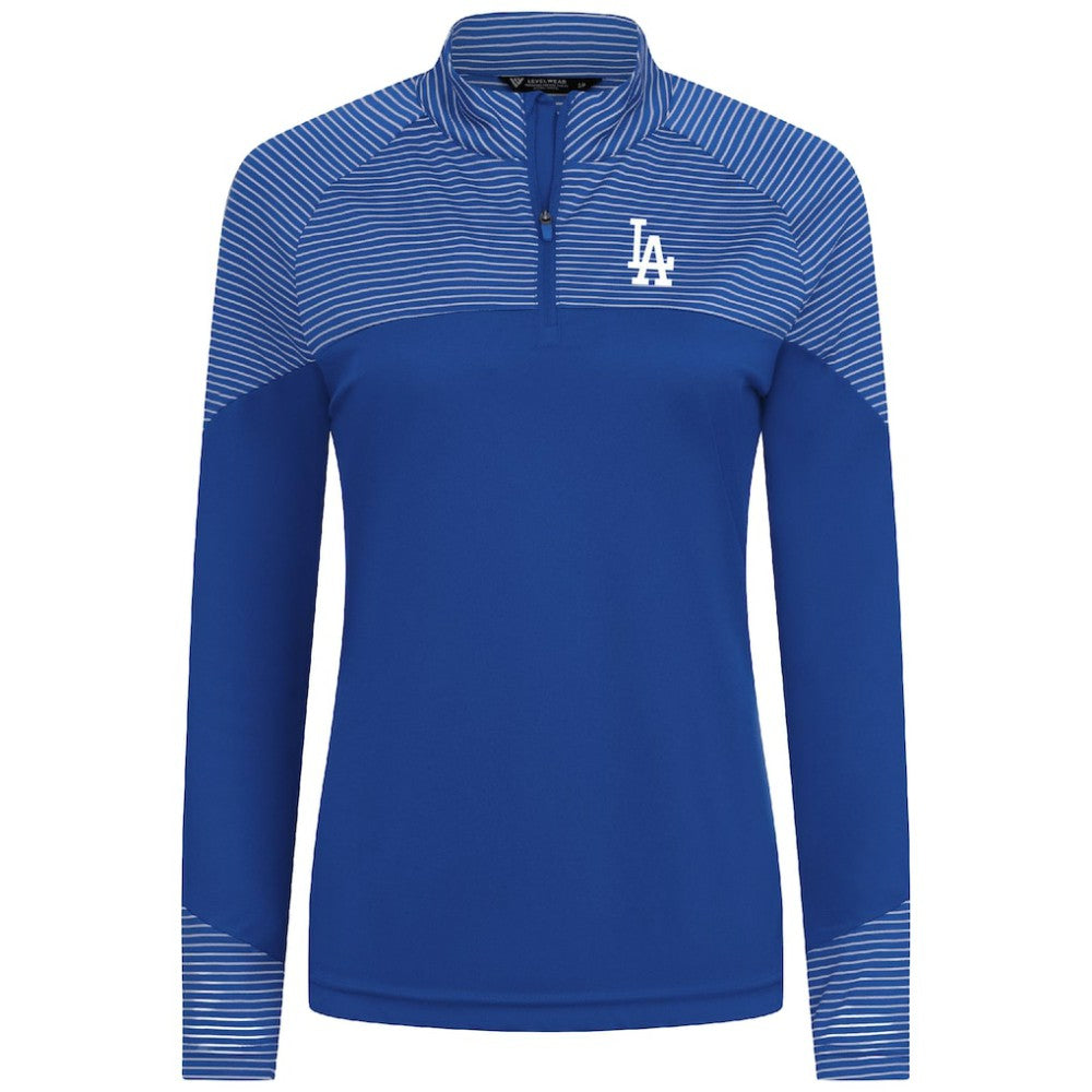 Los Angeles Dodgers Levelwear Women's Classic Stripes Insignia 2.0 Raglan Quarter-Zip Top discount