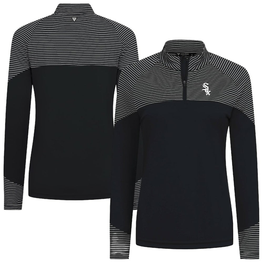 Chicago White Sox Levelwear Women's Classic Stripes Insignia 2.0 Raglan Quarter-Zip Top Clearance