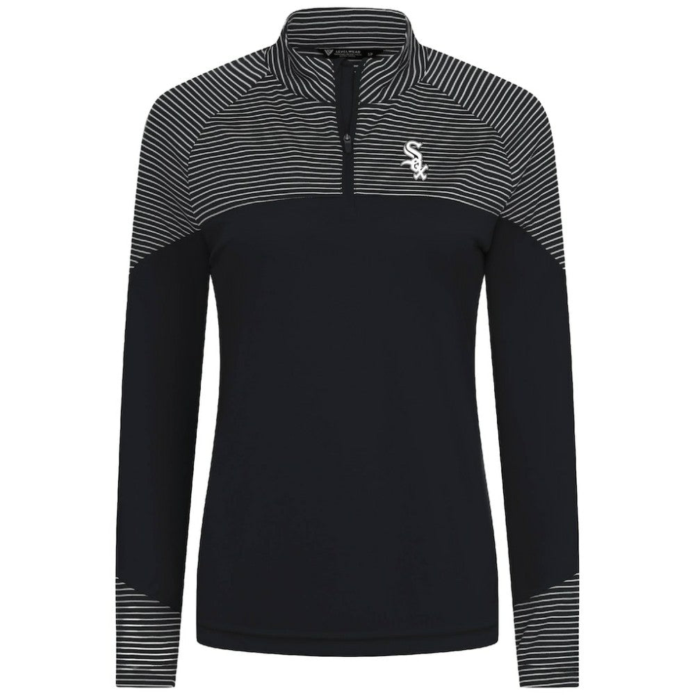 Chicago White Sox Levelwear Women's Classic Stripes Insignia 2.0 Raglan Quarter-Zip Top Clearance