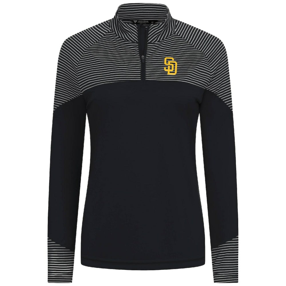 San Diego Padres Levelwear Women's Classic Stripes Insignia 2.0 Raglan Quarter-Zip Top On Sale
