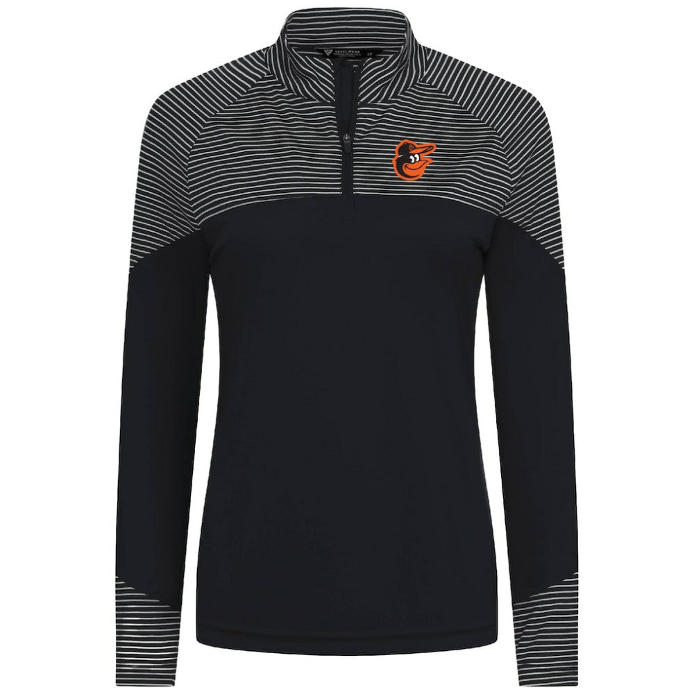Baltimore Orioles Levelwear Women's Classic Stripes Insignia 2.0 Raglan Quarter-Zip Top On Sale