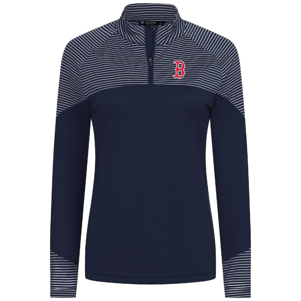 Boston Red Sox Levelwear Women's Classic Stripes Insignia 2.0 Raglan Quarter-Zip Top Online